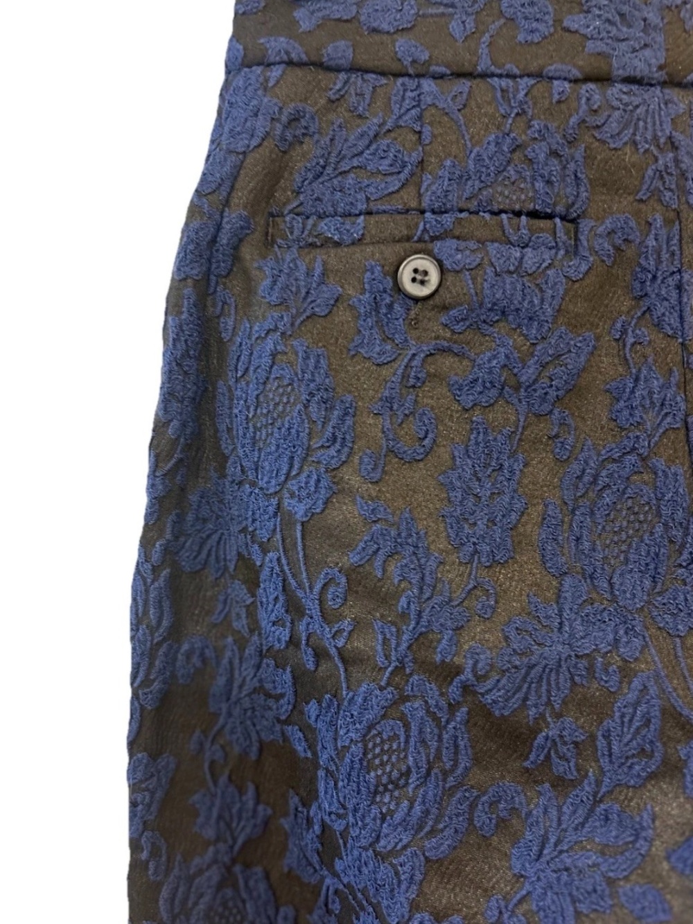 Soft Surroundings Navy Floral Jacquard Brocade Ankle Pants Size 6 - Picture 8 of 9